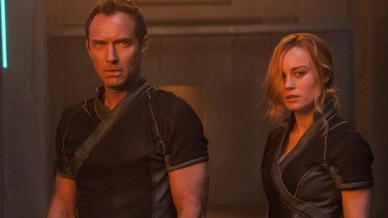 Jude Law e Brie Larson in Captain Marvel