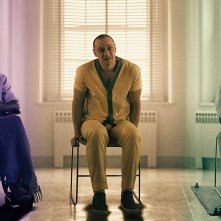 Glass: Samuel L. Jackson, Bruce Willis e James McAvoy in una scena del film