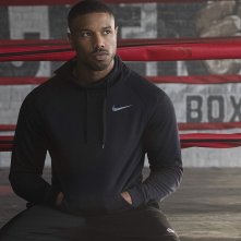 Creed II: Michael B. Jordan  in una scena del sequel