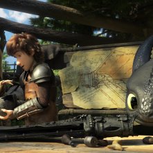 Dragon Trainer - Il Mondo Nascosto: Hiccup, Astrid e Sdentato in una scena