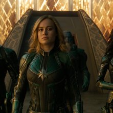 Captain Marvel: Djimon Hounsou, Brie Larson, Rune Temte, Gemma Chan, e Algenis Perez Soto in una scena