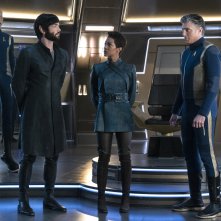 Star Trek: Discovery, Doug Jones, Anson Mount, Ethan Peck, and Sonequa Martin-Green in una scena dell'episodio If Memory Serves