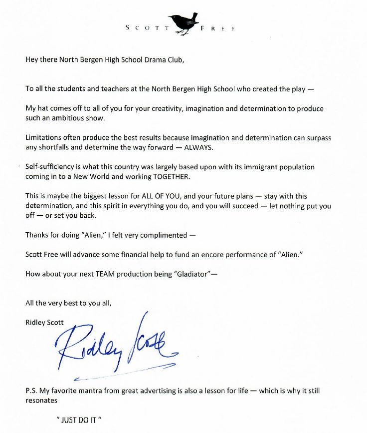 Ridley Scott Alien Letter