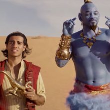 Aladdin: Will Smith insieme a Mena Massoud in una scena del film