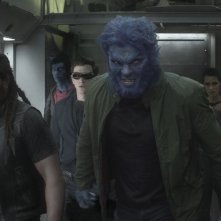 X-Men: Dark Phoenix, James McAvoy, Michael Fassbender, Nicholas Hoult in una scena del film