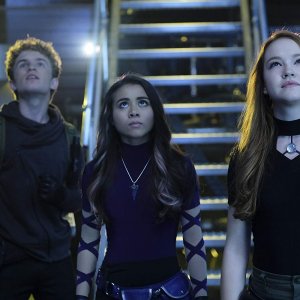 Kim Possible: Sean Giambrone, Ciara Riley Wilson, Sadie Stanley in una scena del film