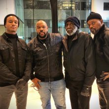 Shaft: un momento sul set con Samuel L. Jackson, Richard Roundtree, Isaac Hayes III, Jessie T. Usher