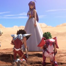 I Cavalieri dello Zodiaco: Saint Seiya, i cavalieri con Atena in una scena dell'anime