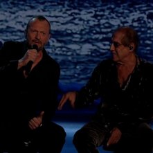 Adriano Celentano con Biagio Antonacci durante Adrian - la serie