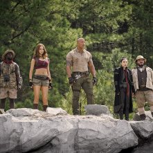 Jumanji - The Next Level: Jack Black, Kevin Hart, Dwayne Johnson, Karen Gillan, Awkwafina durante una scena del film