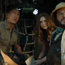 Jumanji - The Next Level: Jack Black, Kevin Hart, Dwayne Johnson, Karen Gillan durante una scena del film