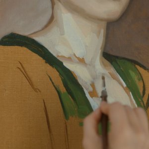 Ritratto della giovane in fiamme: un dettaglio del dipinto