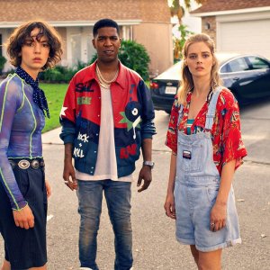 Bill & Ted Face The Music: una foto di Samara Weaving, Brigette Lundy-Pain e Kid Cudi.