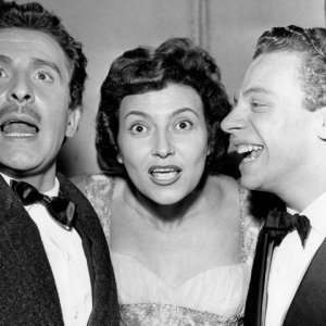 Domenico Modugno, Nilla Pizzi e Johnny Dorelli al Festival di Sanremo 1958