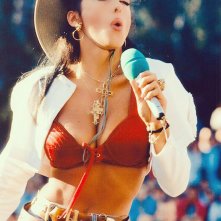 Sabrina Salerno durante una performance negli anni '80