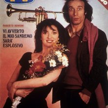 Roberto Benigni con Olimpia Carlisi a Sanremo 1980