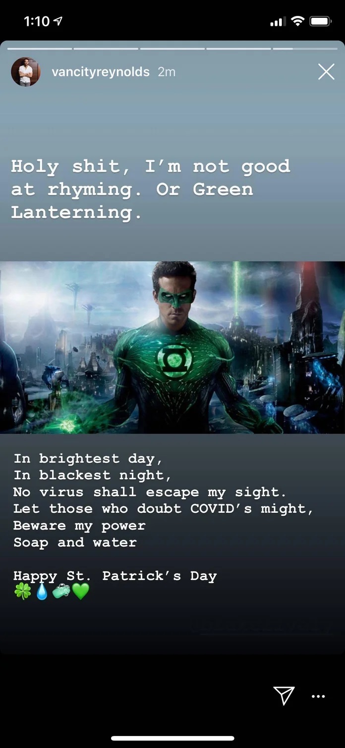 Ryan Reynolds Lanterna Verde Coronavirus