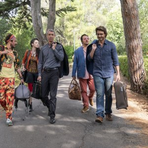 Un figlio di nome Erasmus: Luca Bizzarri, Paolo Kessisoglu, Daniele Liotti e Ricky Memphis in una scena del film