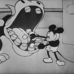 Steamboat Willie: una scena del corto con protagonista Topolino