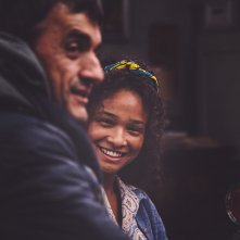 Bar Giuseppe: Giulio Base sul set con Virginia Diop