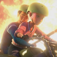 Jurassic World: Nuove avventure 2 - Kenji e Brooklynn in una scena d'azione