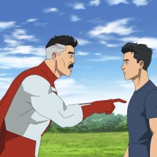 Invincible: Padre e figlio in una scena della serie Prime Video
