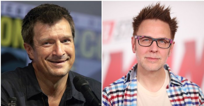 The Suicide Squad: la t-shirt con la faccia di James Gunn indossata da Nathan Fillion (FOTO)