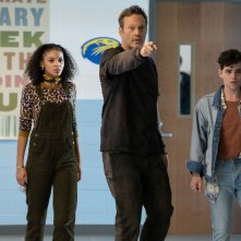 Freaky: Celeste O'Connor, Vince Vaughn e Misha Osherovich in una scena