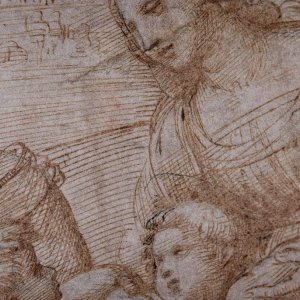 Raffaello. Il giovane prodigio: Dettaglio disegno La Vergine con il bambino con Santa Elisabetta e l'infante