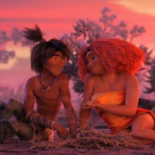 I Croods 2 - Una nuova Era: i personaggi di Ryan Reynolds, Emma Stone in una scena