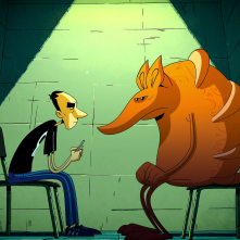 Strappare lungo i bordi: Zerocalcare e l'armadillo in una scena della serie animata