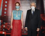 Jessica Chastain e Sergio Mattarella sul red carpet della Festa di Roma