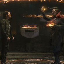 Spider-Man: No Way Home, Benedict Cumberbatch e Tom Holland durante l'incantesimo