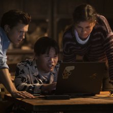 Spider-Man: No Way Home, Zendaya, Tom Holland, Jacob Batalon in una scena