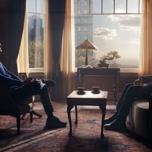 Matrix Resurrections: Keanu Reeves e Neil Patrick Harris in una scena del film