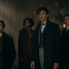 Animali Fantastici - I segreti di Silente: Dan Fogler, Eddie Redmayne, Jessica Williams, Callum Turner in una scena