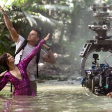 The Lost City: Sandra Bullock e Channing Tatum in un momento sul set