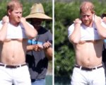 Il Principe Harry a torso nudo: le foto scattate durante una partita di polo