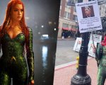 Amber Heard: un fan di Johnny Depp la prende in giro indossando un 'cappello di cacca' al Comic-Con