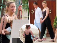 Amber Heard paparazzata in Spagna con la figlia Oonagh dopo il processo contro Johnny Depp (FOTO)