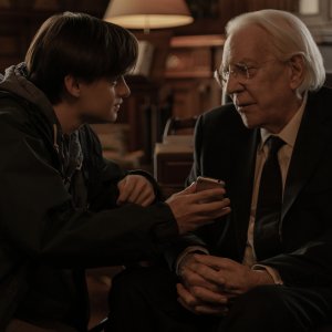 Mr. Harrigan’s Phone: Donald Sutherland, Jaeden Martell in una scena del film