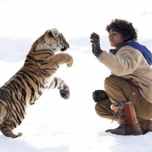 Il ragazzo e la tigre: Sunny Pawar gioca con il suo tigrotto che ormai è cresciuto
