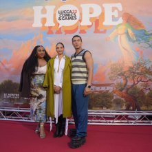 Gli anelli del potere: Ismael Cruz Cordova, Sophia Nomvete e Cynthia Addai-Robinson al photocall a Lucca 2022