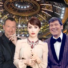 Sanremo 2023: Chiara Francini con Gianni Morandi e Amadeus