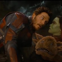 Guardiani della Galassia Vol. 3: Chris Pratt e Zoe Saldana in una scena tratta dal trailer