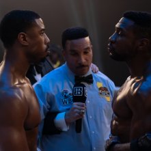 Creed III: Michael B. Jordan, Jonathan Majors, Tony Weeks in una scena
