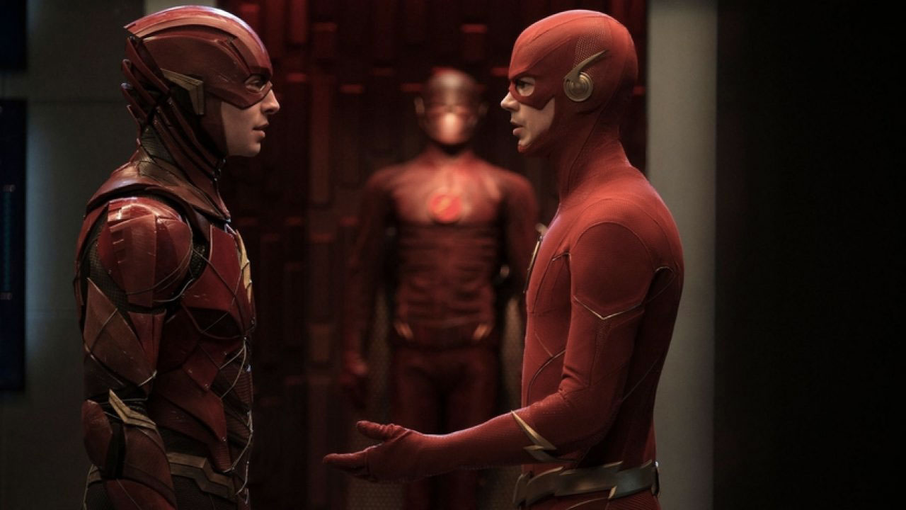 The Flash: Ezra Miller movie features Grant Gustin in a promotional image