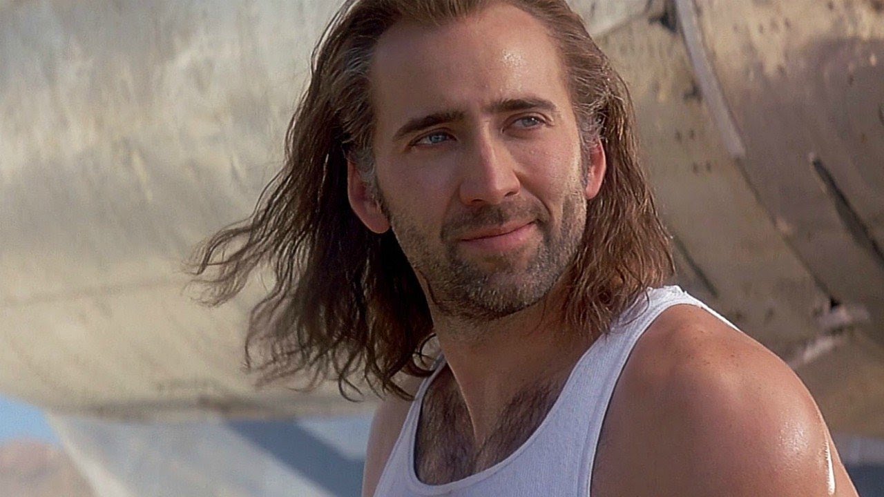 Primo piano di Nicolas Cage in Con Air