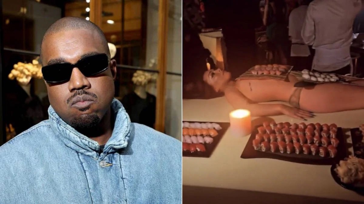 Kanye West served sushi to his birthday guests on the bodies of two naked women (PHOTOS)