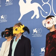 Aggro Dr1ft: il cast durante il photocall della Mostra d'Arte Cinematografica di Venezia 80